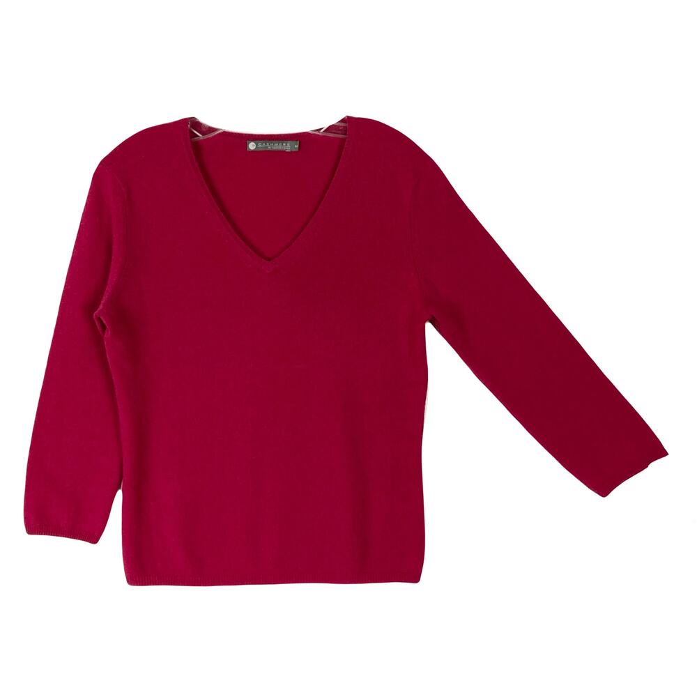 Nwot COLOR WORKS Sweater Women M Cashmere Pink V-Neck